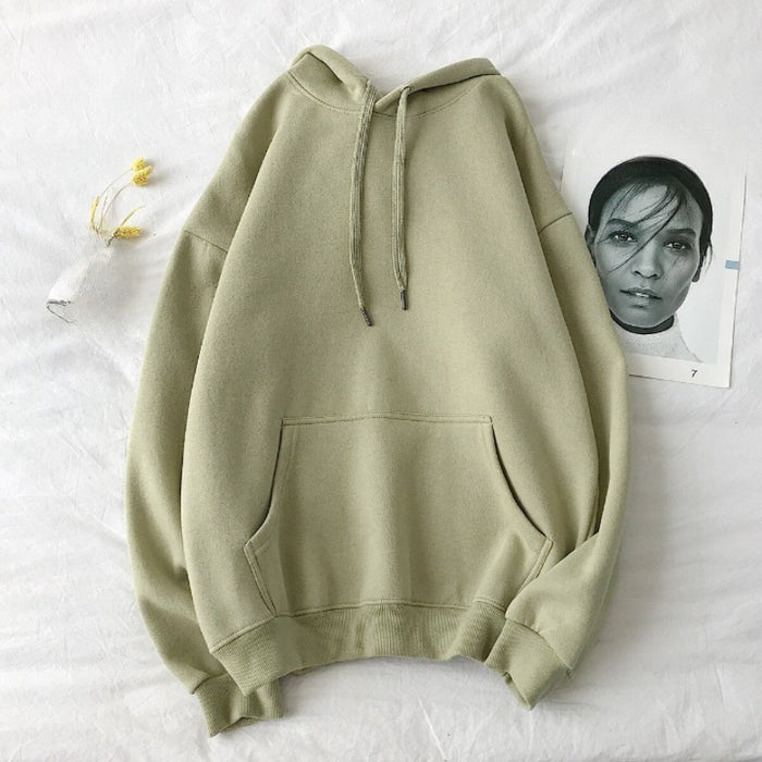 Solid Casual Streetwear Cotton Loose Hip Hop Hoodie