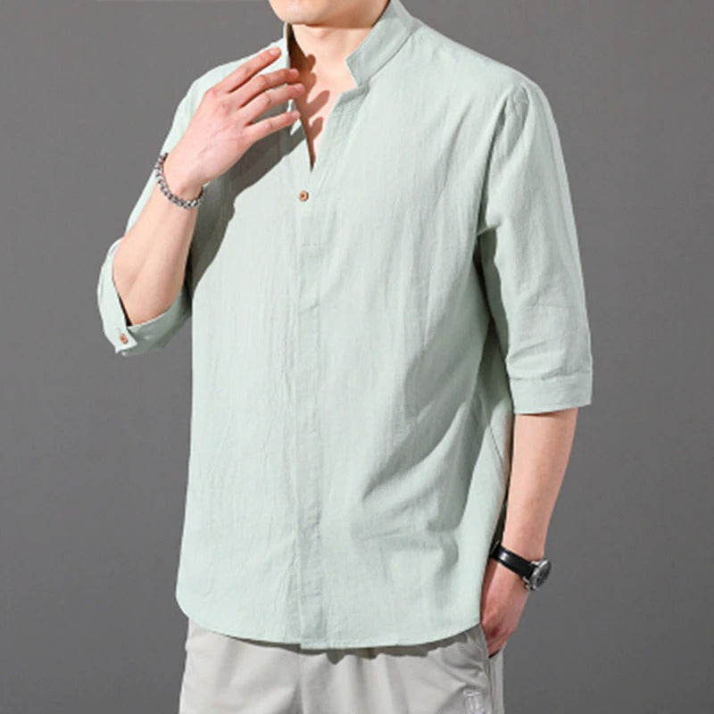 Men's Three Quarter Sleeve Cotton Visose Shirt