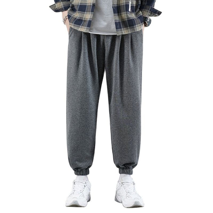 Men's Solid Cotton Loose Trouser