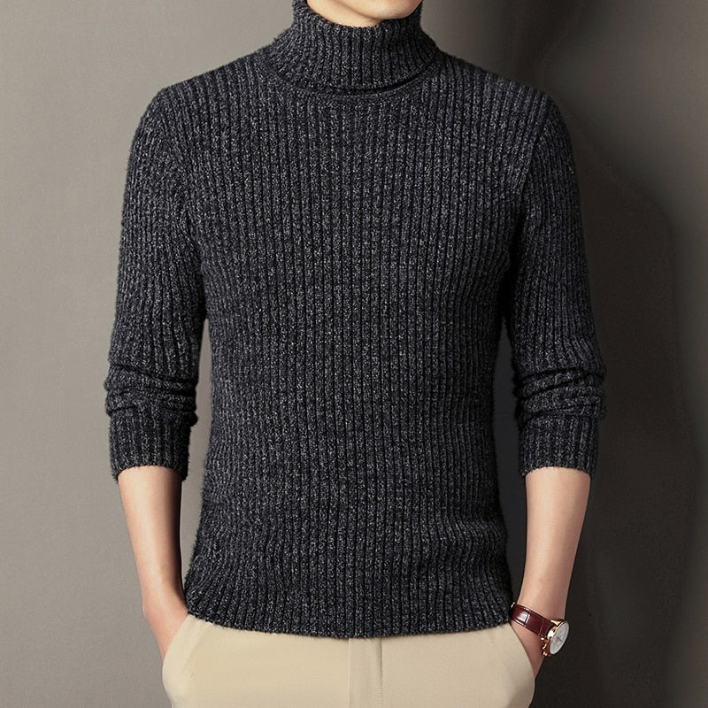 Men's Knitted Turtle Neck Pullover Sweater