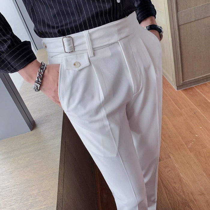 Men's Casual Slim White Trouser