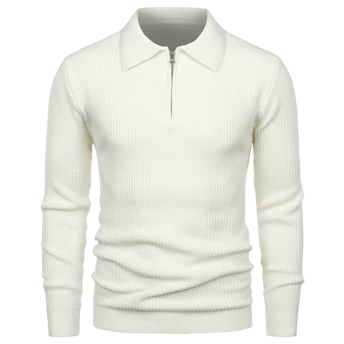Men's Half Zipper Slim Fit Solid Knitted Pullover