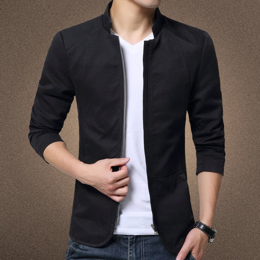 Men's Casual Slim Fit Stand Collar Jacket