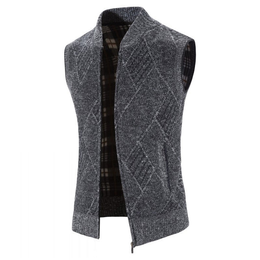 Men's O Neck Zipper Knitted Cardigan