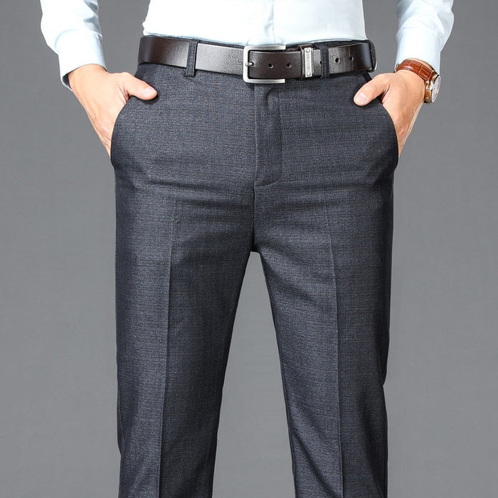 Men's Solid High Waist Formal Trouser