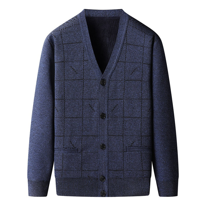 Men's V Neck Knitted Cardigan