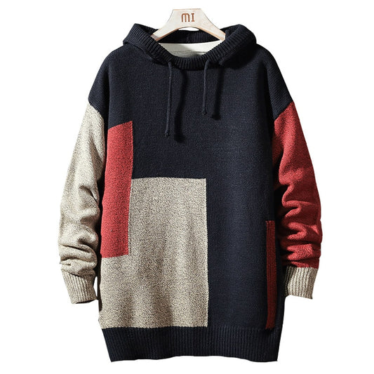 Men's Knitted Hooded Pullover Sweater