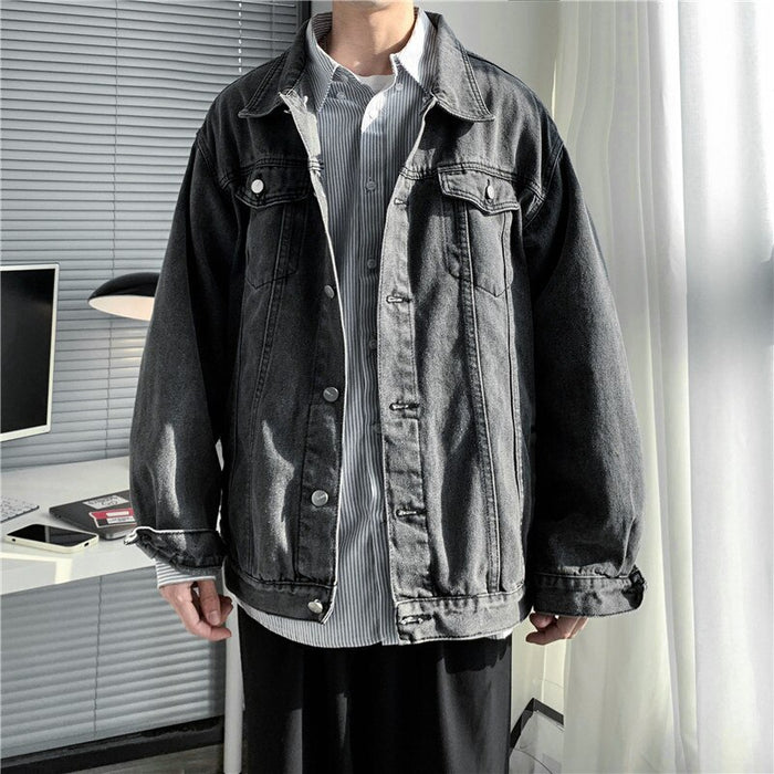 Men's Solid Loose Denim Jacket