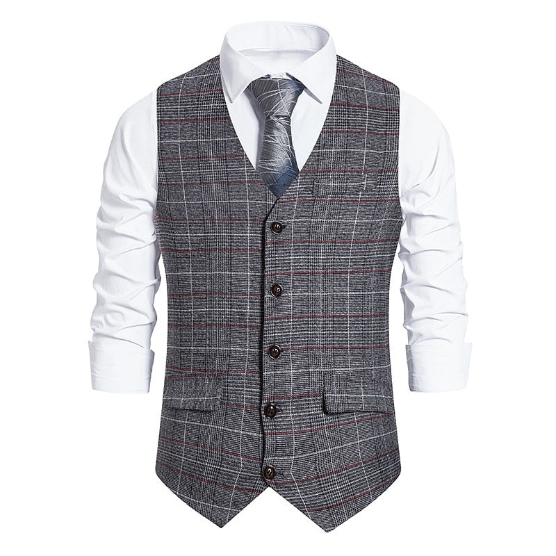 Men's Formal Plaid Suit Vest