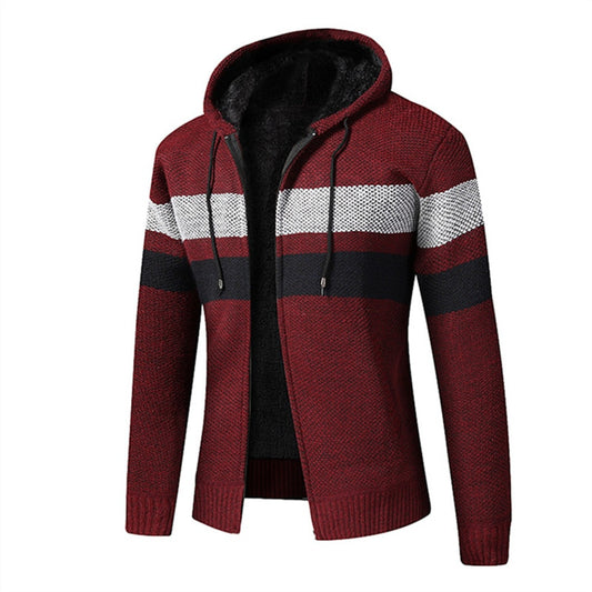 Men's Hooded Fleece Warm Knitted Cardigan