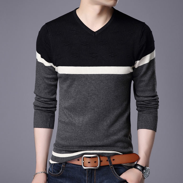 Men's V-Neck Pullover Casual Sweater