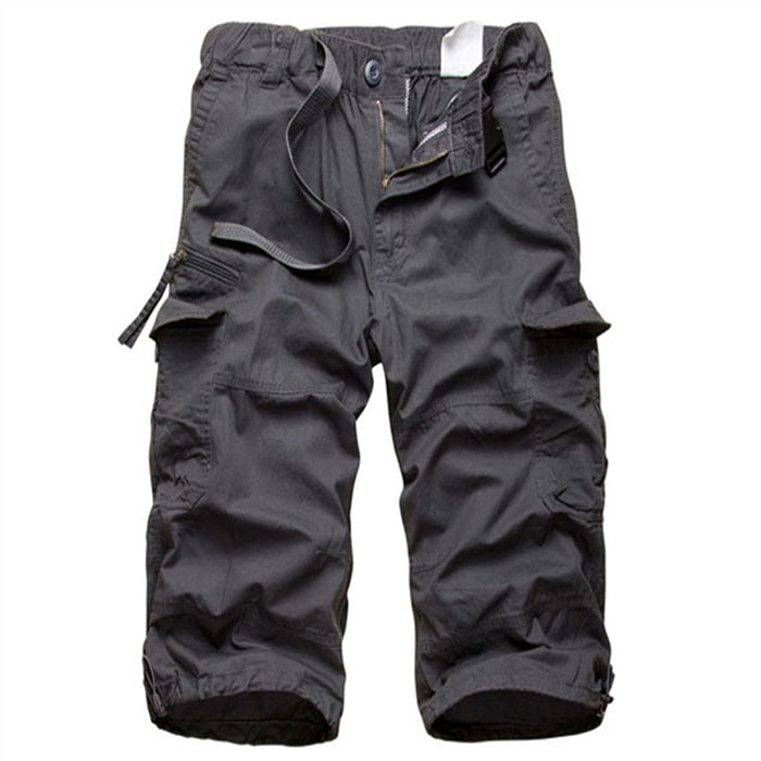 Solid Cargo Calf Length Trousers