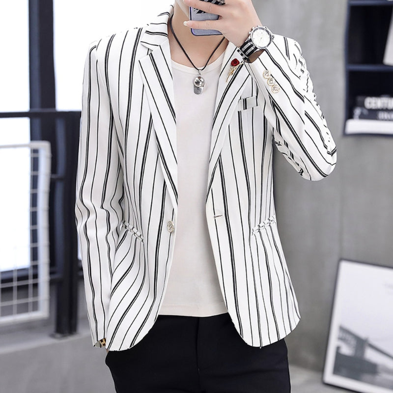 Men's Casual Slim Fit Striped Blazer