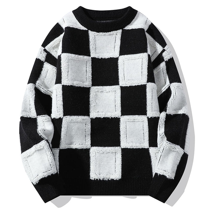 Men's O Neck Solid Patchwork Pullover