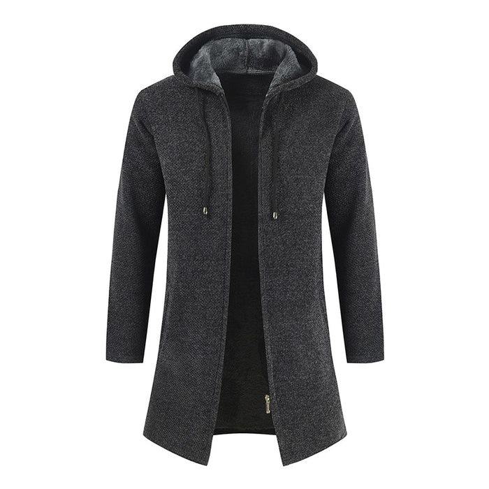 Men's Hooded Fleece Knitted Cardigan