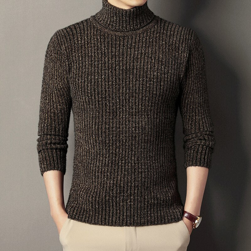 Men's Knitted Turtle Neck Pullover Sweater