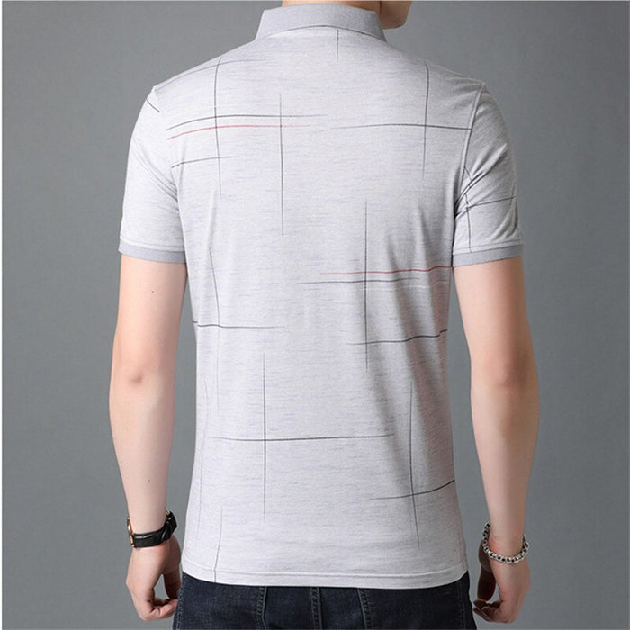 Men's Patterned Turn Down Collar Polo Shirt