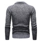 Men's Solid V-Neck Zipper Pullover Sweater