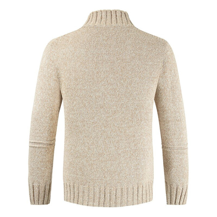Men's Turtleneck Solid Knitted Cardigan
