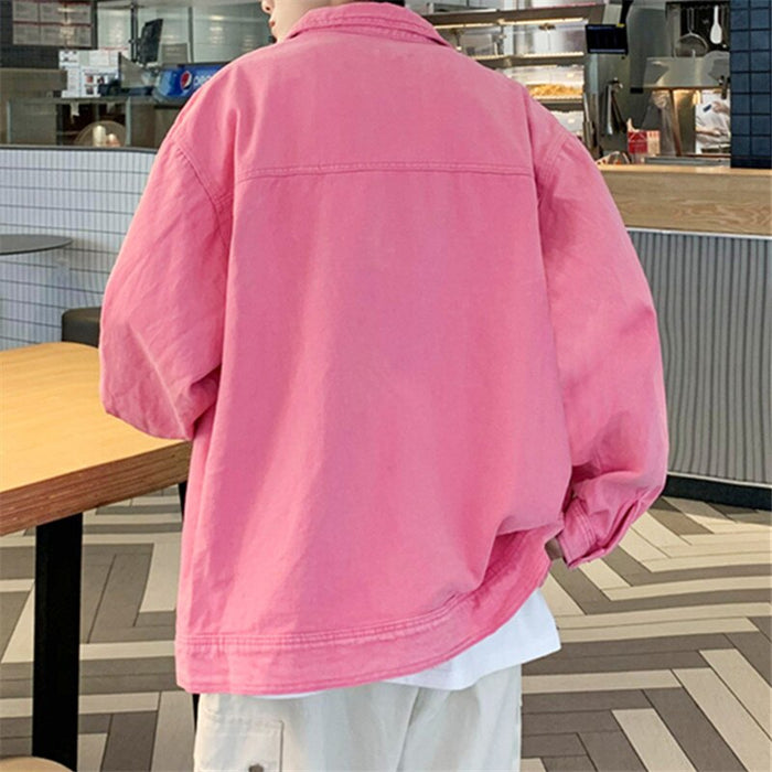 Men's Loose Turn Down Collar Denim Jacket