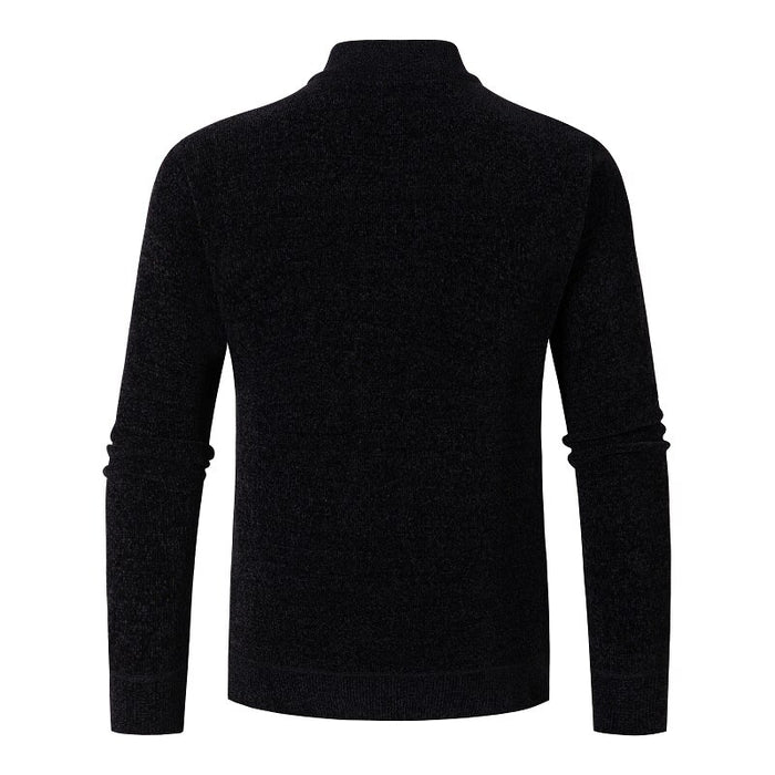 Solid Knitted Mock Neck Zipper For Men
