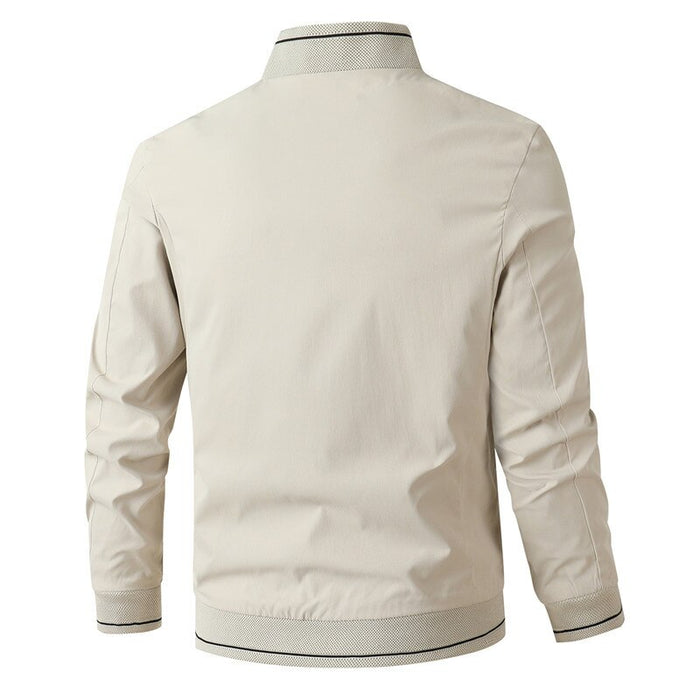 Men's Casual Solid Stand Collar Zipper Jacket