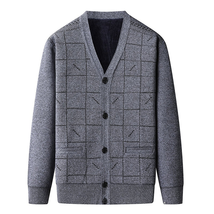 Men's V Neck Knitted Cardigan