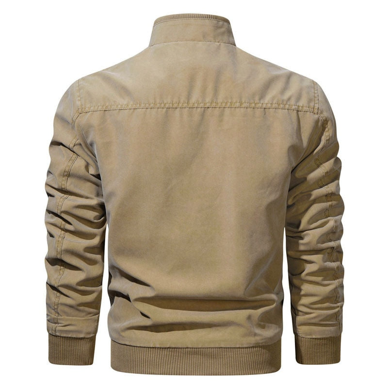 Men's Solid Cotton Bomber Jacket