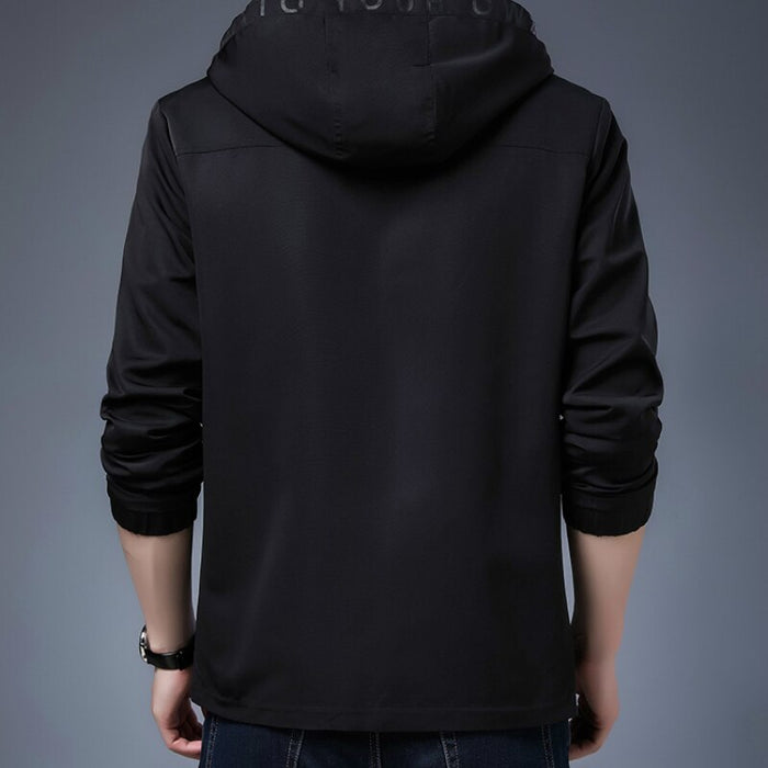 Men's Solid Hooded Drawstring Jacket