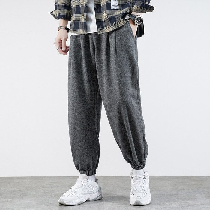 Men's Solid Cotton Loose Trouser