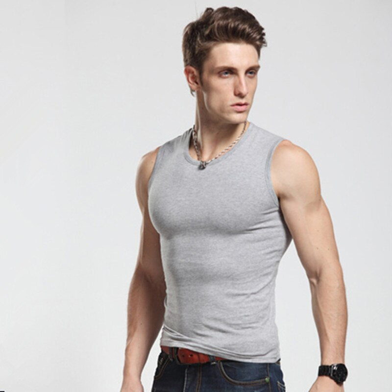 Men's Cotton Solid Sleeveless Top Tank