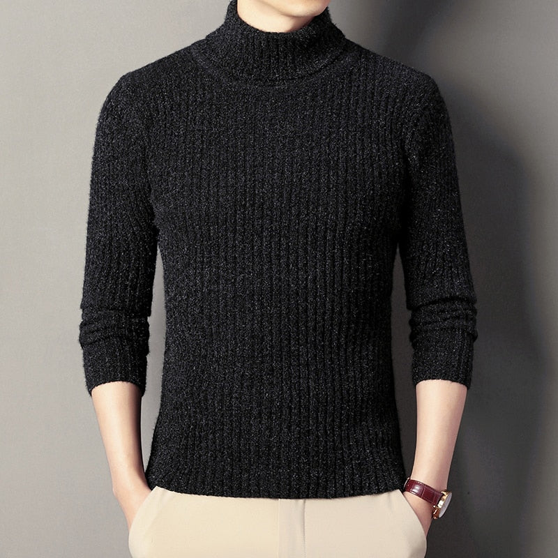 Men's Knitted Turtle Neck Pullover Sweater