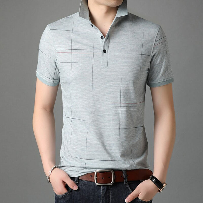 Men's Patterned Turn Down Collar Polo Shirt