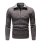 Men's Solid V-Neck Zipper Pullover Sweater