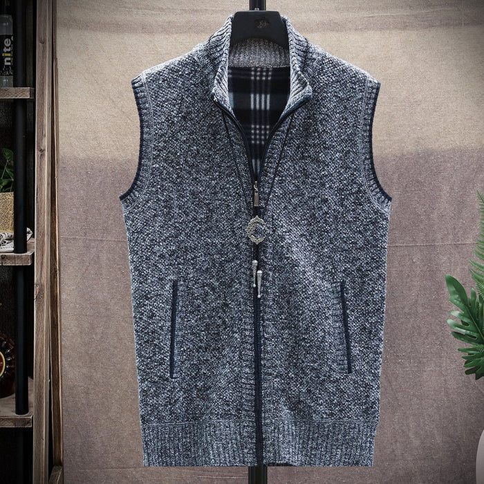 Men's Sleeveless Single Breasted Knitted Cardigan