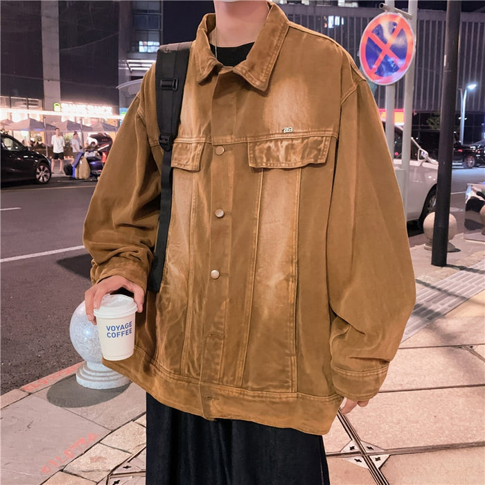 Men's Loose Turn Down Collar Denim Jacket