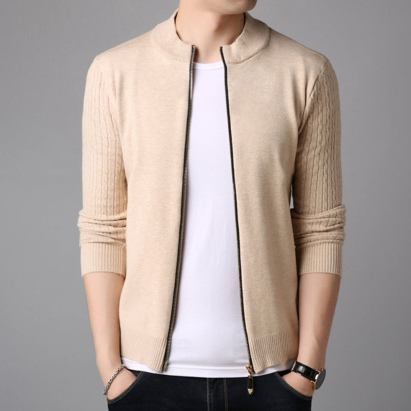 Men's Knitted Thick Zipper Cardigan