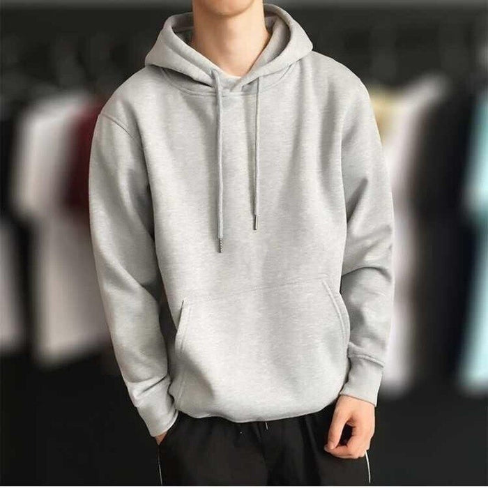 Men Solid Hip Hop Hooded Sweatshirt