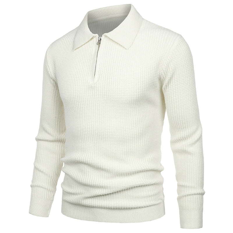 Men's Half Zipper Slim Fit Solid Knitted Pullover