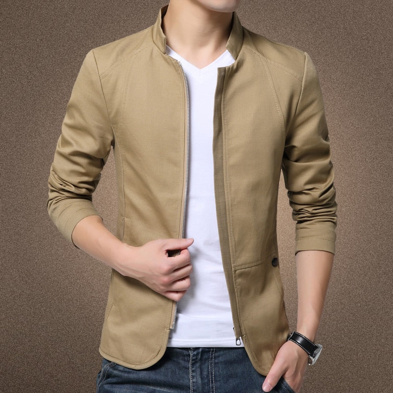 Men's Casual Slim Fit Stand Collar Jacket