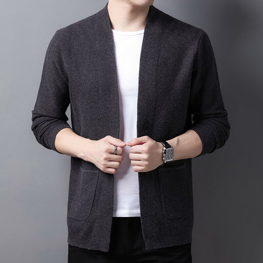 Men's Solid Slim Fit Knitted Cardigan