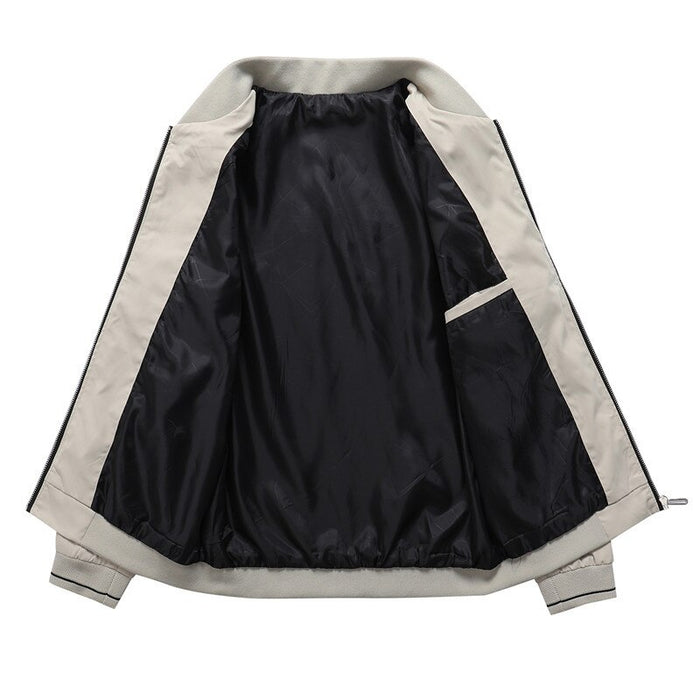 Men's Casual Solid Stand Collar Zipper Jacket