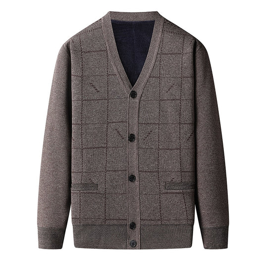 Men's V Neck Knitted Cardigan