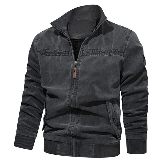 Men's Solid Cotton Bomber Jacket