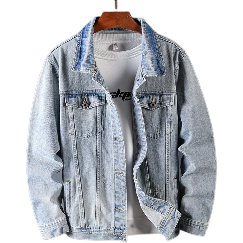 Men's Turn Down Collar Denim Jacket