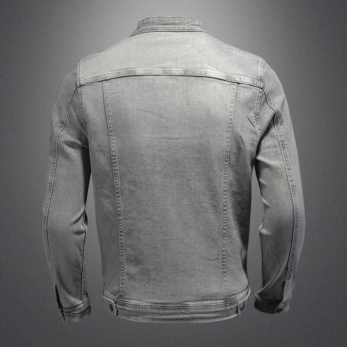 Men's Casual Cotton Stand Collar Denim Jacket
