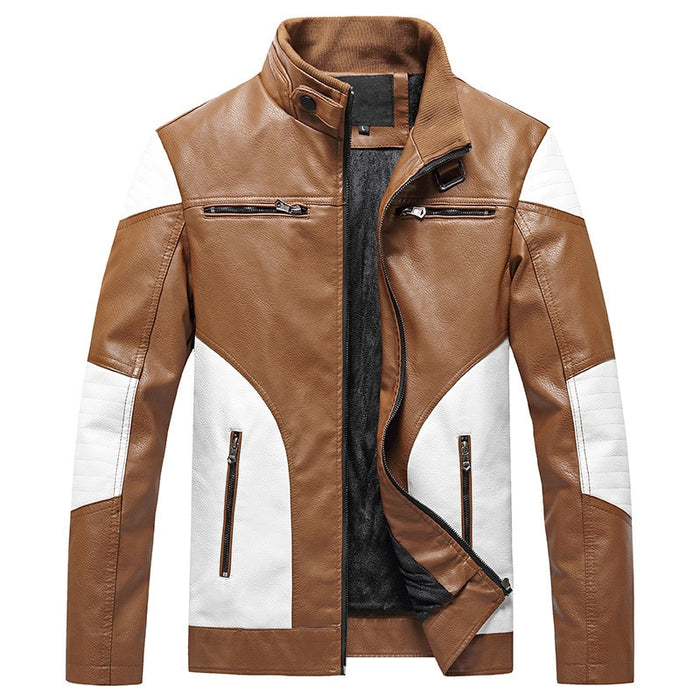Men's Casual Patchwork Leather Jacket