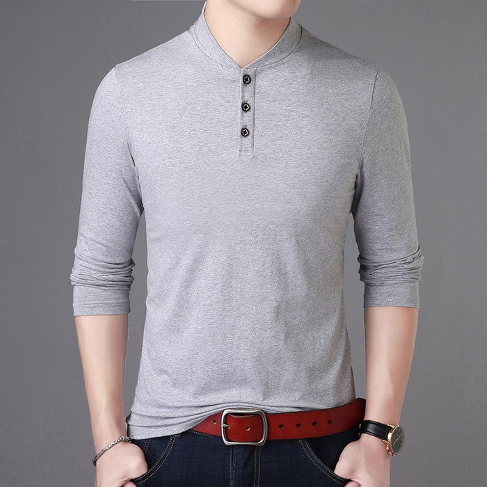 Men's Casual Long Sleeve Solid T-Shirt