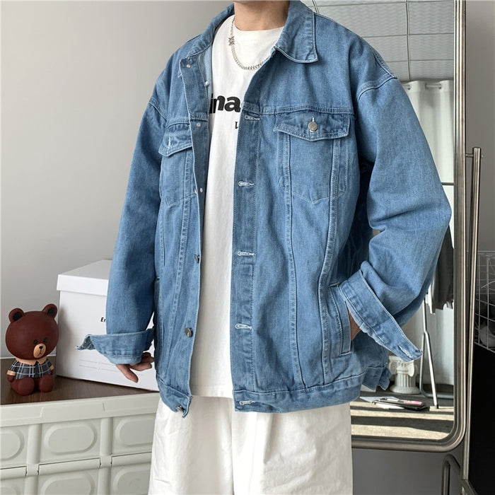 Men's Solid Loose Denim Jacket