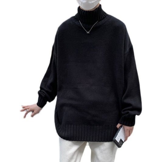 Men's Solid Loose Knitted Pullover